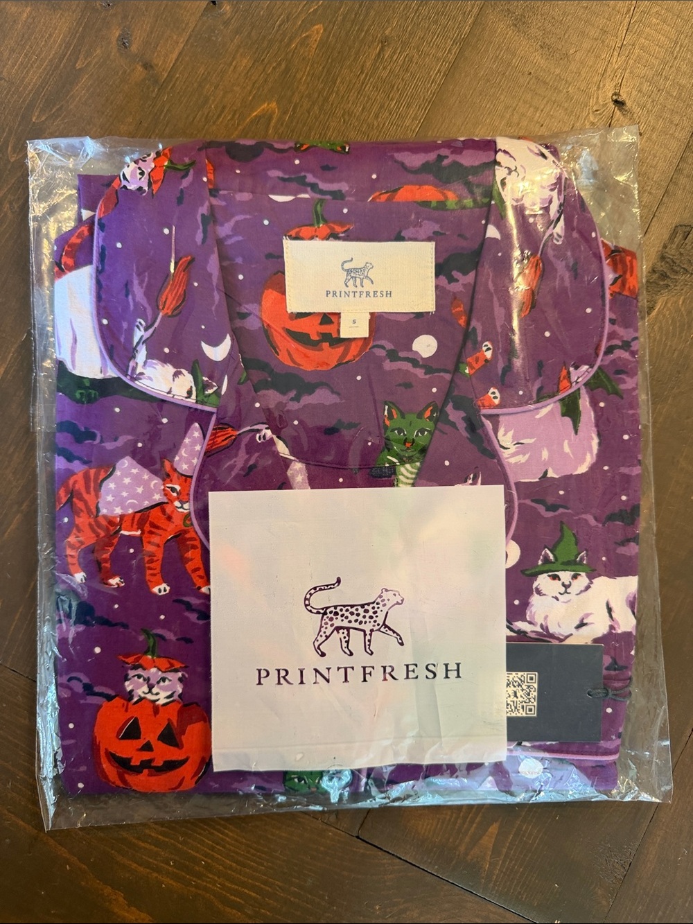 Printfresh Halloween House Cats Pajamas Purple Tonic New Small 🐈‍⬛ 🎃 👻 - Picture 2 of 4